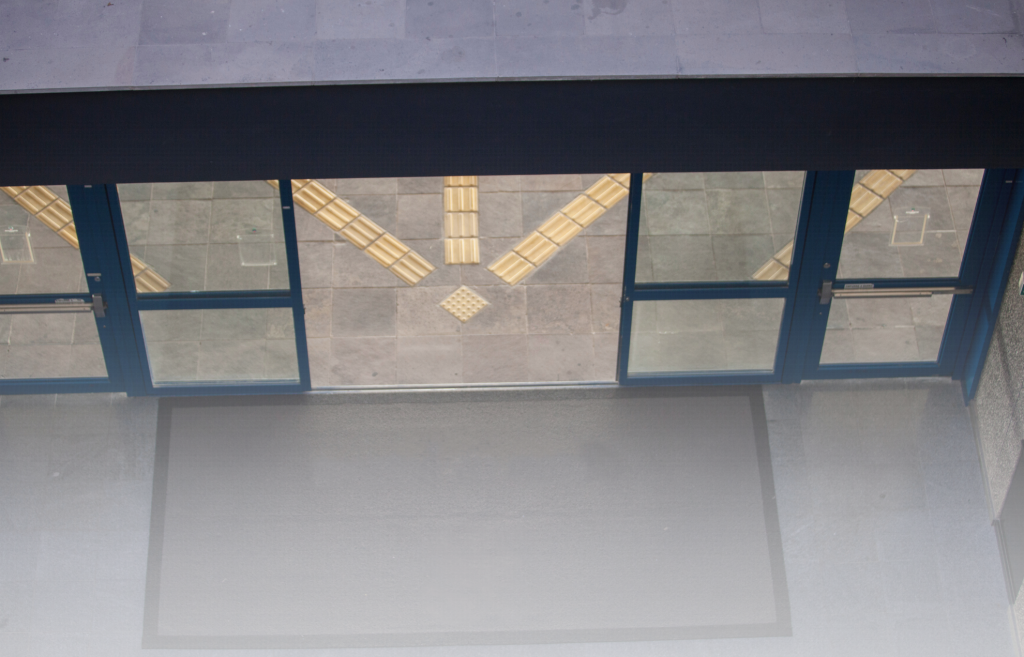 birds eye view of automatic doors